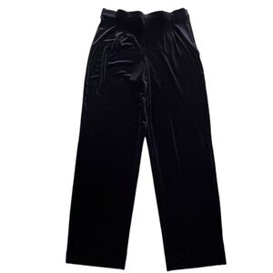 Dressbarn Size 14 Black Velvet Wide Leg Side Zip Hollywood Waist Dress Pants